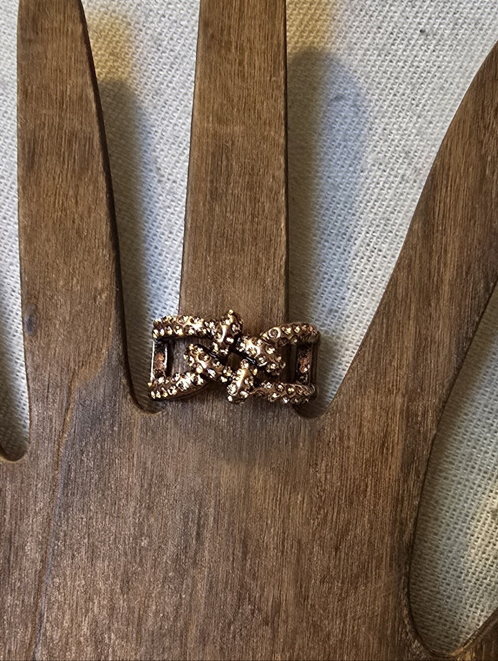 Rose Gold Crystal Bow Statement Ring - Women Accessories